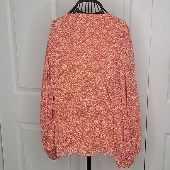 Sam and Jess Orange V Neck Blouse Size XL - Picture 6 of 10